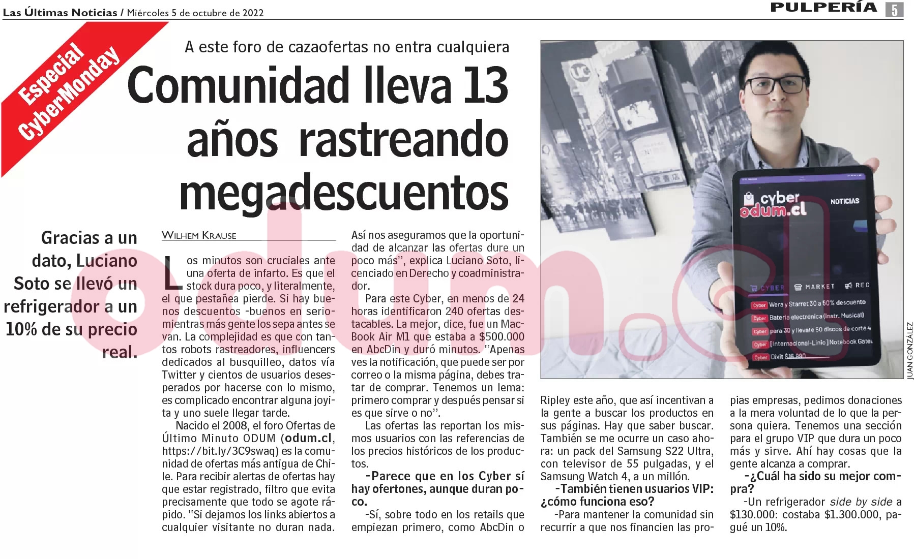 Articulos 📢 ODUM.CL en Diario Las Últimas Noticias (LUN) ¡Gracias